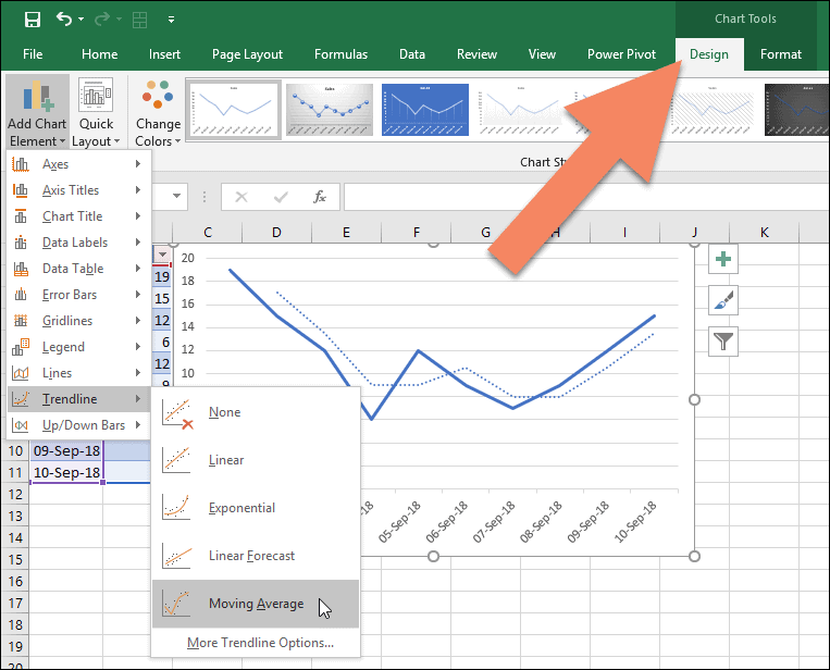 how do you add a trendline in excel for mac